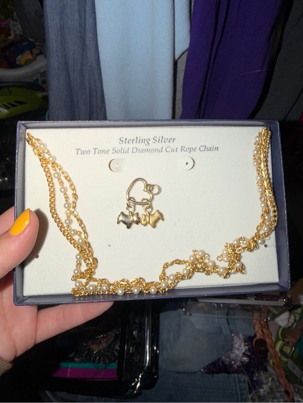 Gold necklace set with dog charms